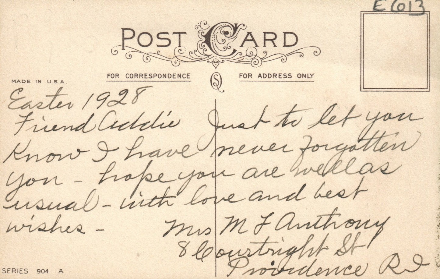 Stecher Lily Purple Background Easter Thoughts Easter Postcard