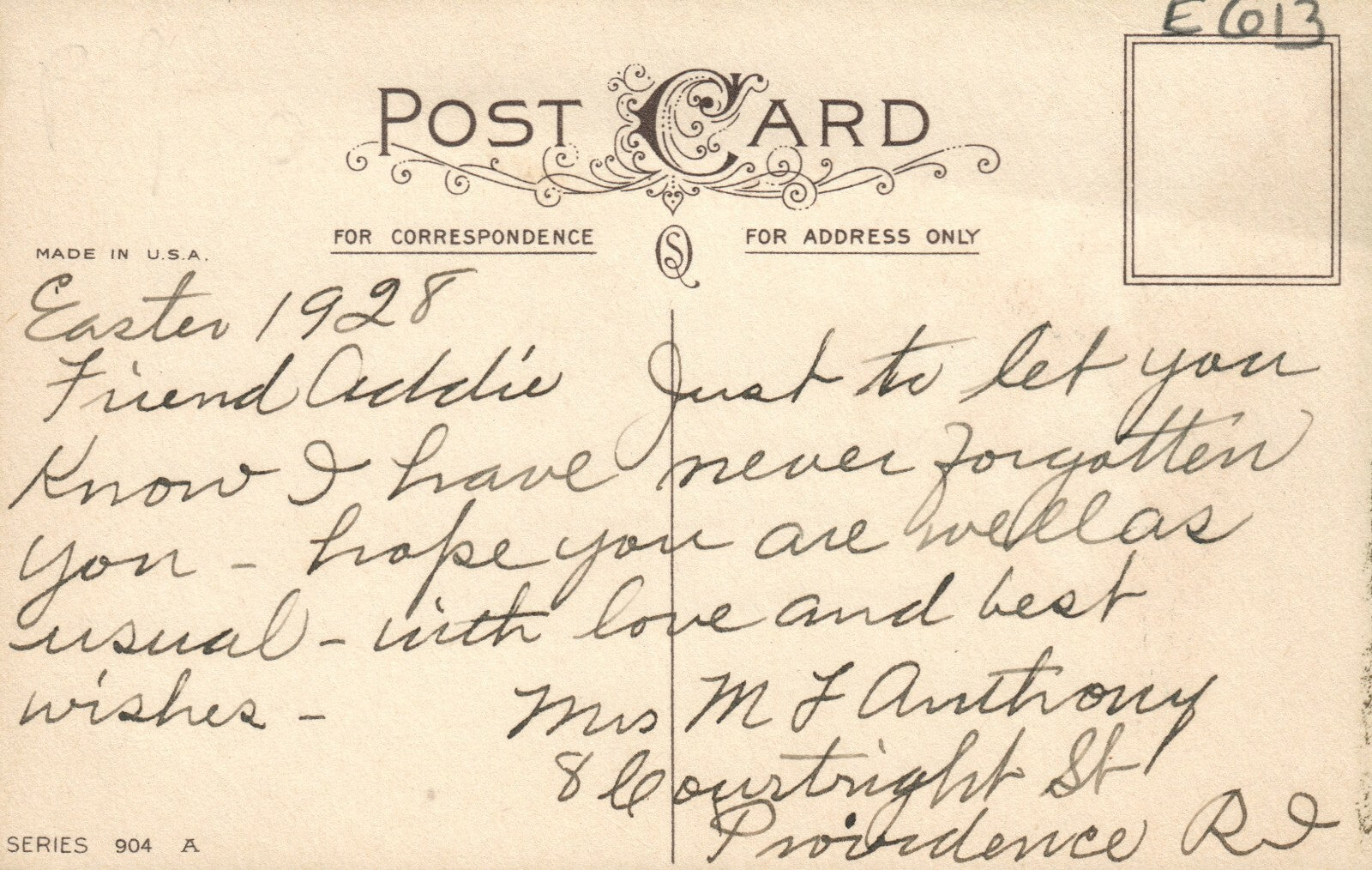 Stecher Lily Purple Background Easter Thoughts Easter Postcard