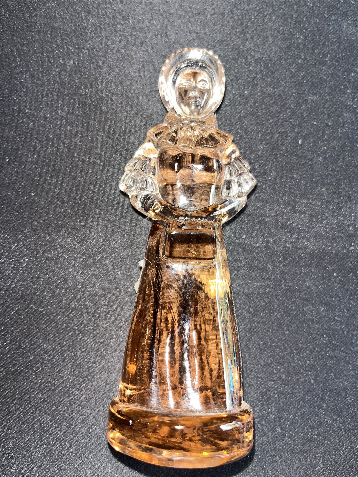 VINTAGE 1970’s Degenhart Glass Amber Carnival Colonial Women Girl Figurine