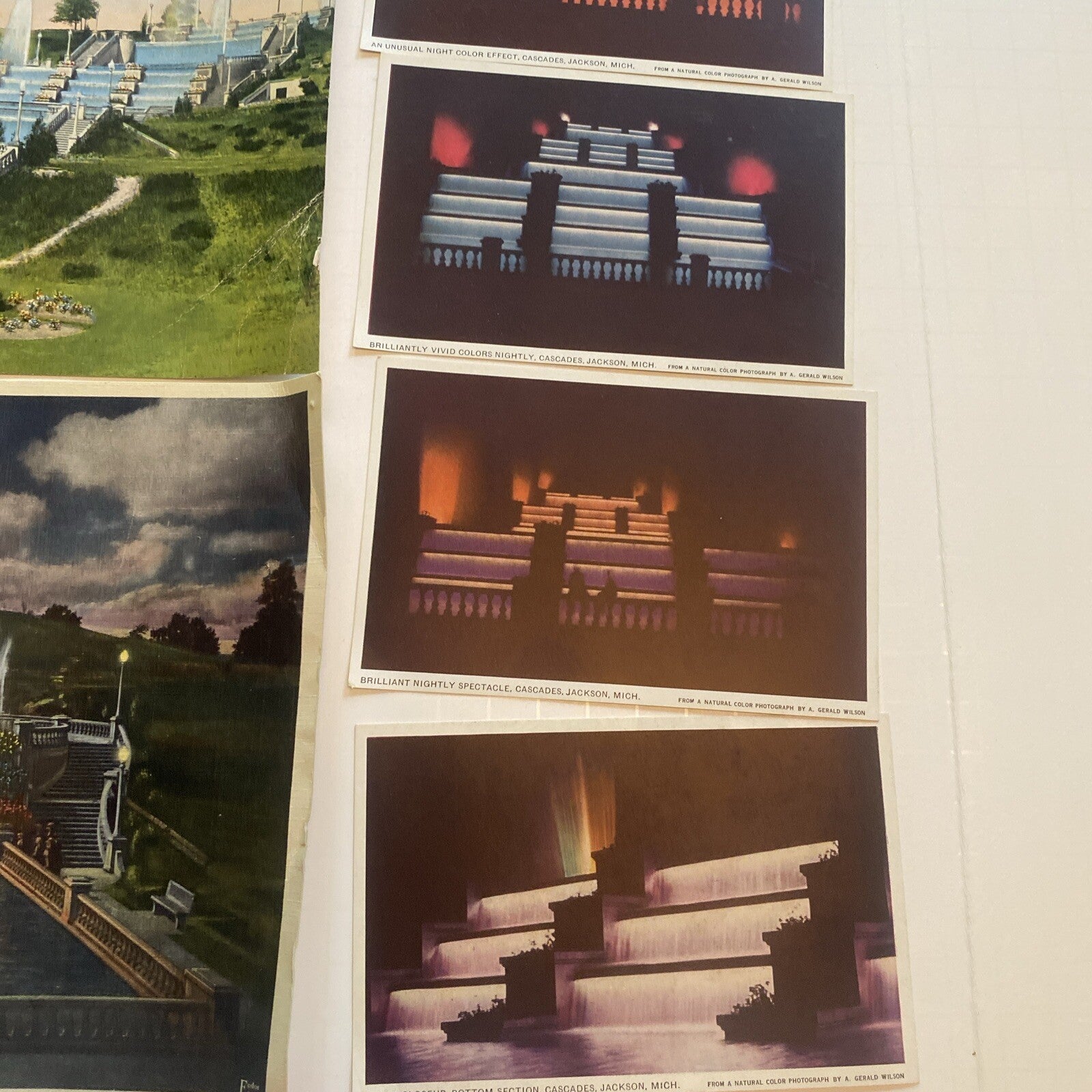 Lot of 6 Jackson MI Michigan  Postcard Oversize Cascades Fountain