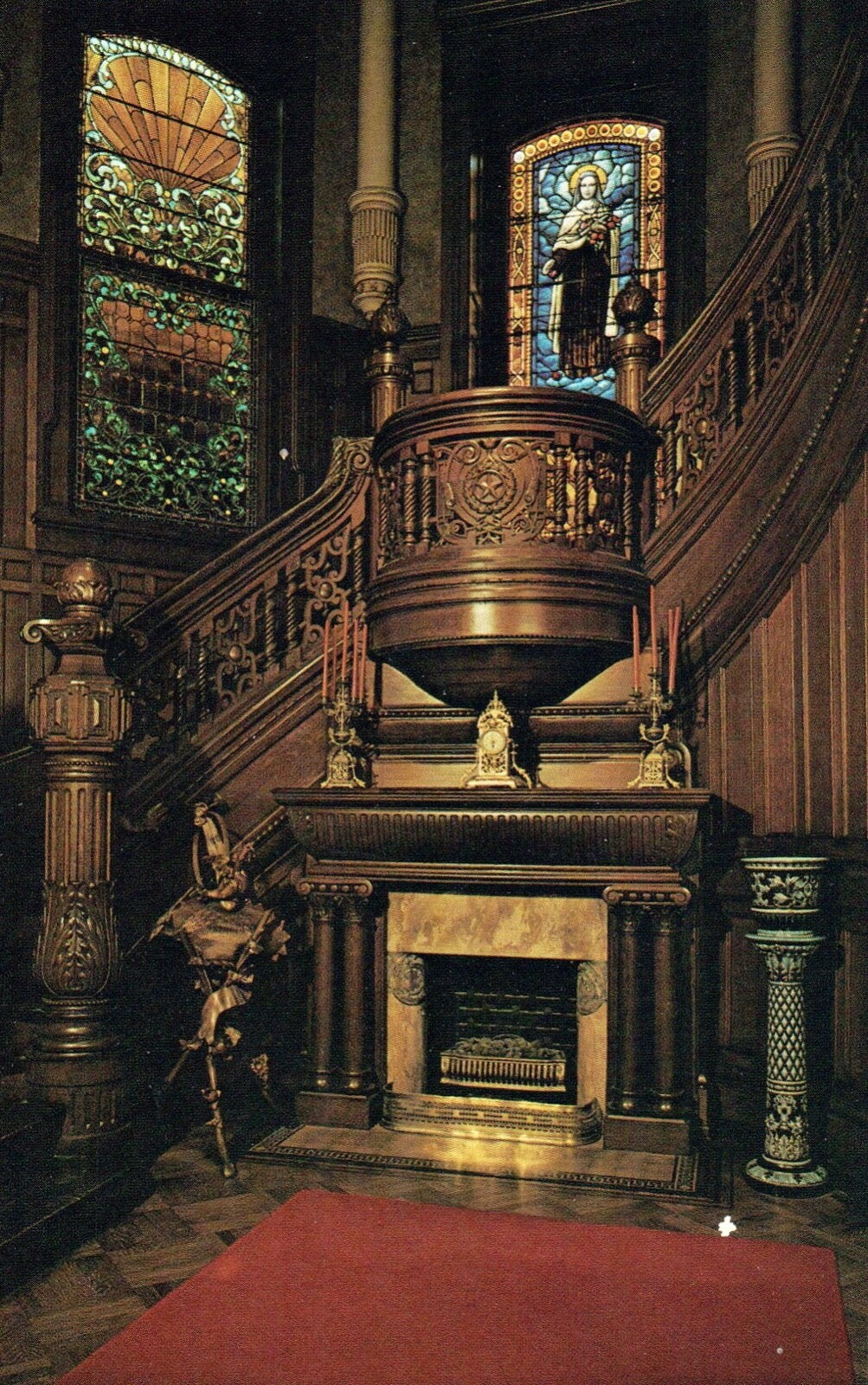 Interior View The Staircase of Bishop's Palace Galveston Tex Texas TX Postcard