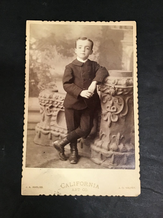 Real Photo Cabinet Card Little Person Young Man Child Suit California Art Co 