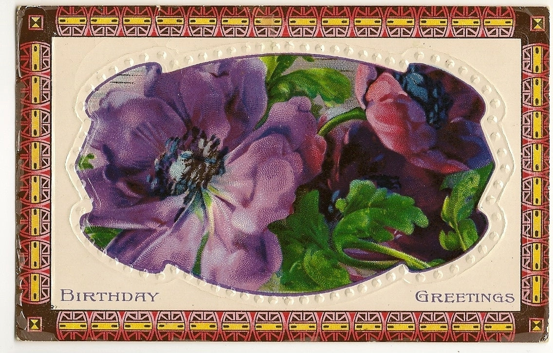 High Gloss Samson Brothers 7076 Violets Gel Floral Flowers Greeting Postcard
