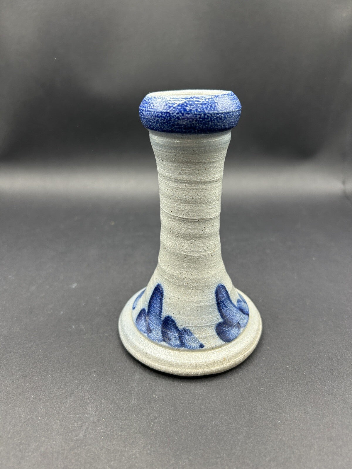  Rowe Pottery Works Candle Stick Holder Vintage 5" Cobalt Salt Glaze 1990 20A