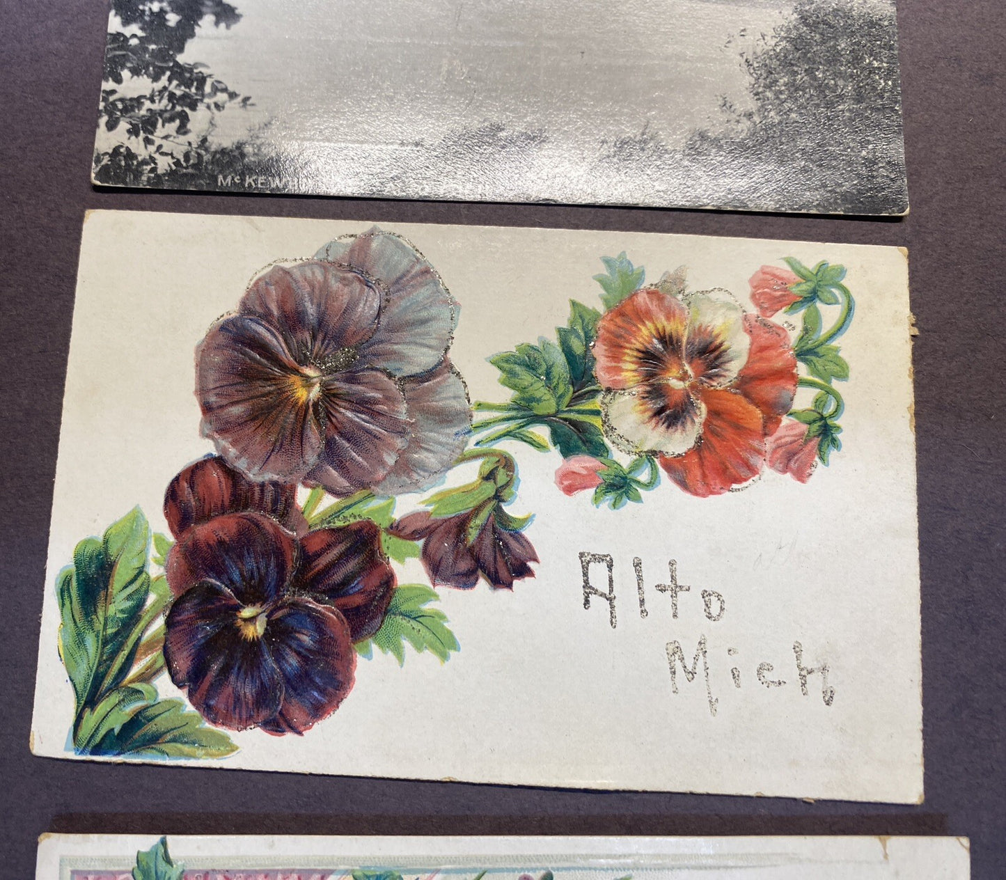 Lot of 3 Alto Michigan Mich MI Postcard Flowers & McKewen Lake