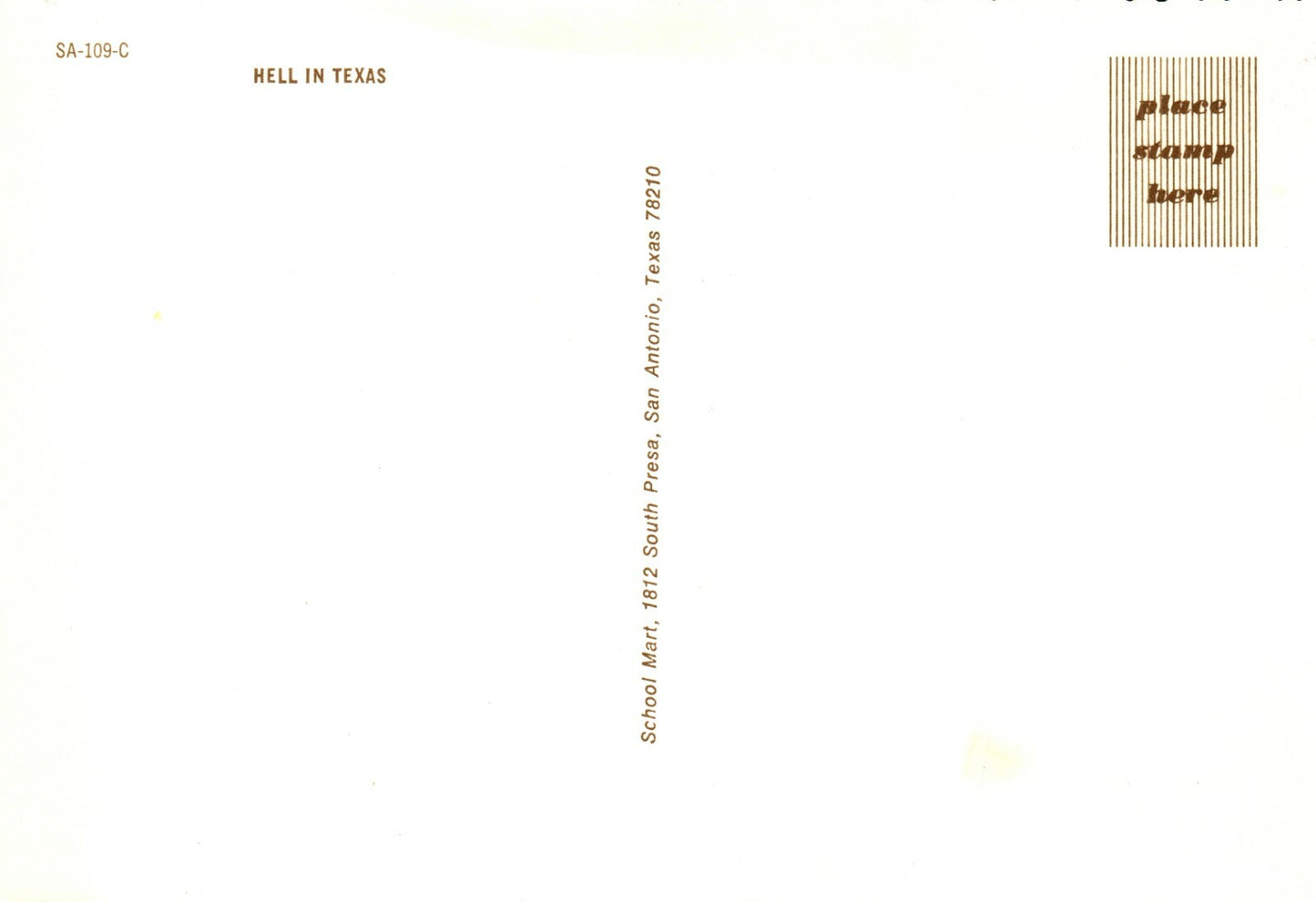 Hell in Texas Poem Tex Texas TX Postcard  