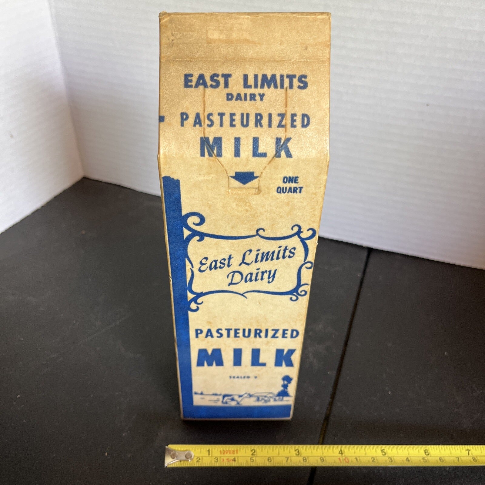 Vintage East Limits Dairy One Quart Waxed Milk Carton Unused