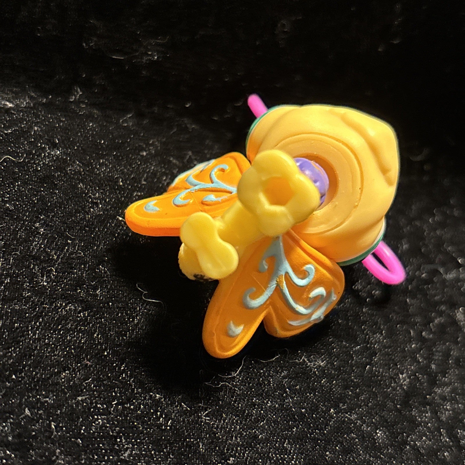 Littlest Pet Shop LPS Yellow Butterfly w/ Peach & Blue Wings Pink Antennae #497