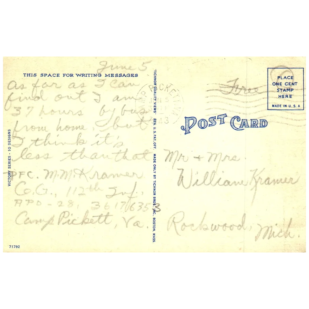 Let's Pull Together The Soldier Sailor & You Vintage Patriotic Postcard