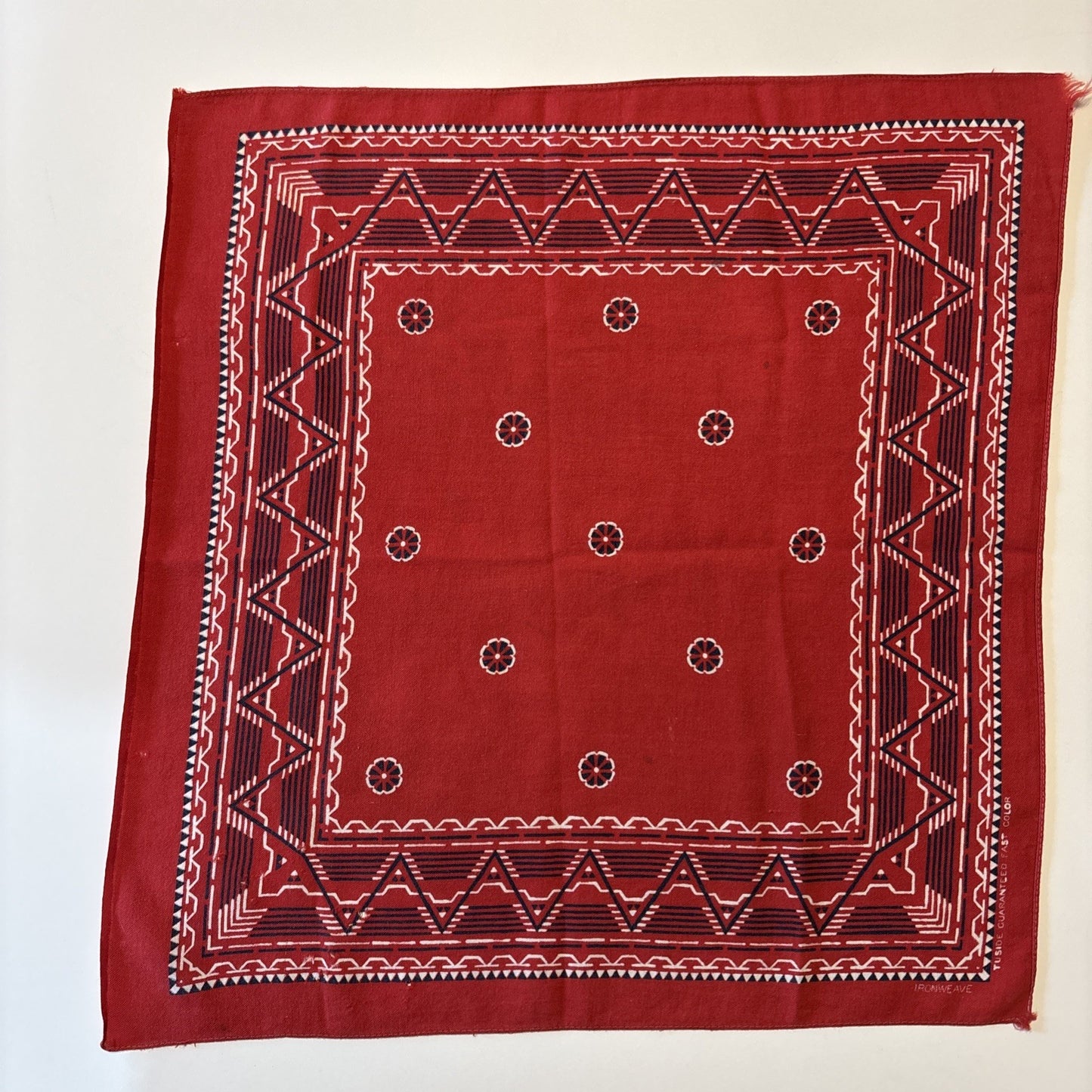 Ironweave Tuside Fast Color Cotton Red Western Theme Bandana 17-1/4" x 18"