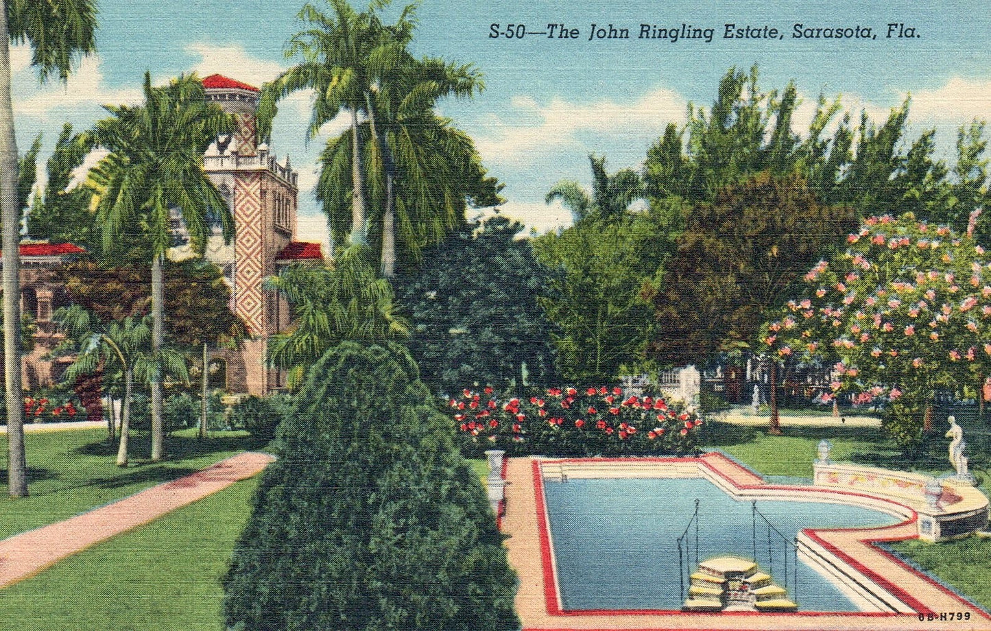 The John Ringling Estate in Sarasota Florida Fl Vintage Postcard
