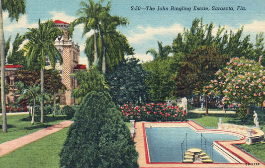 The John Ringling Estate in Sarasota Florida Fl Vintage Postcard