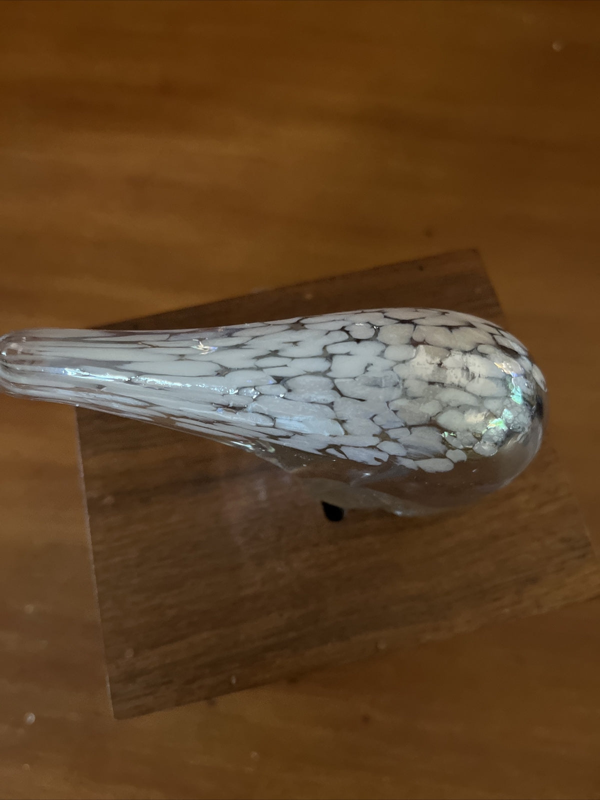 Vtg Silvestri Mouth Blown Iridescent Glass Polar Bear Paperweight Art Glass Bear