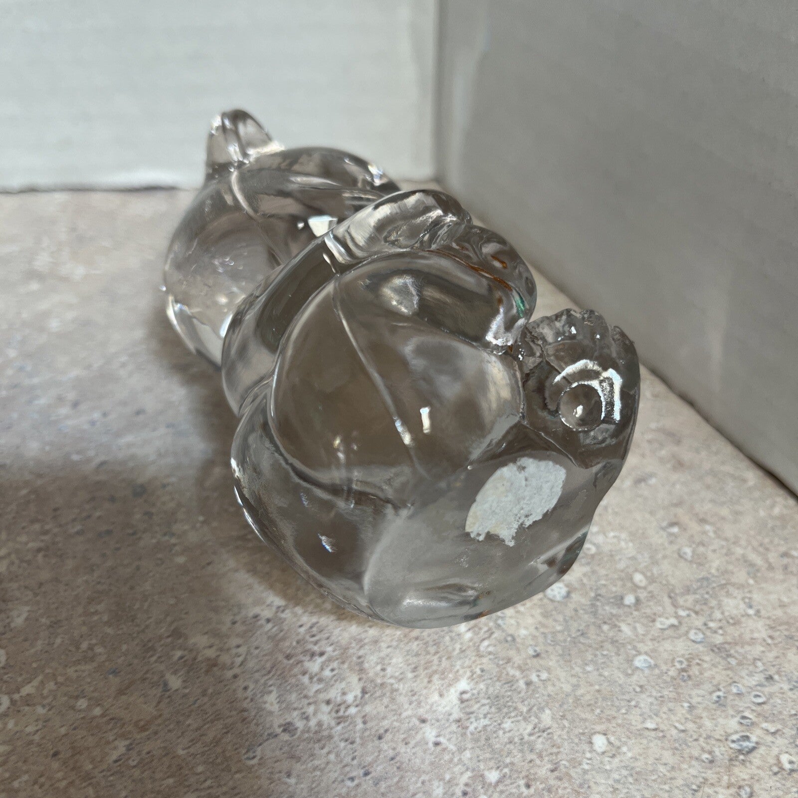 FENTON November Birthstone Bear Clear Glass Birthday Bear with Gold Color Heart