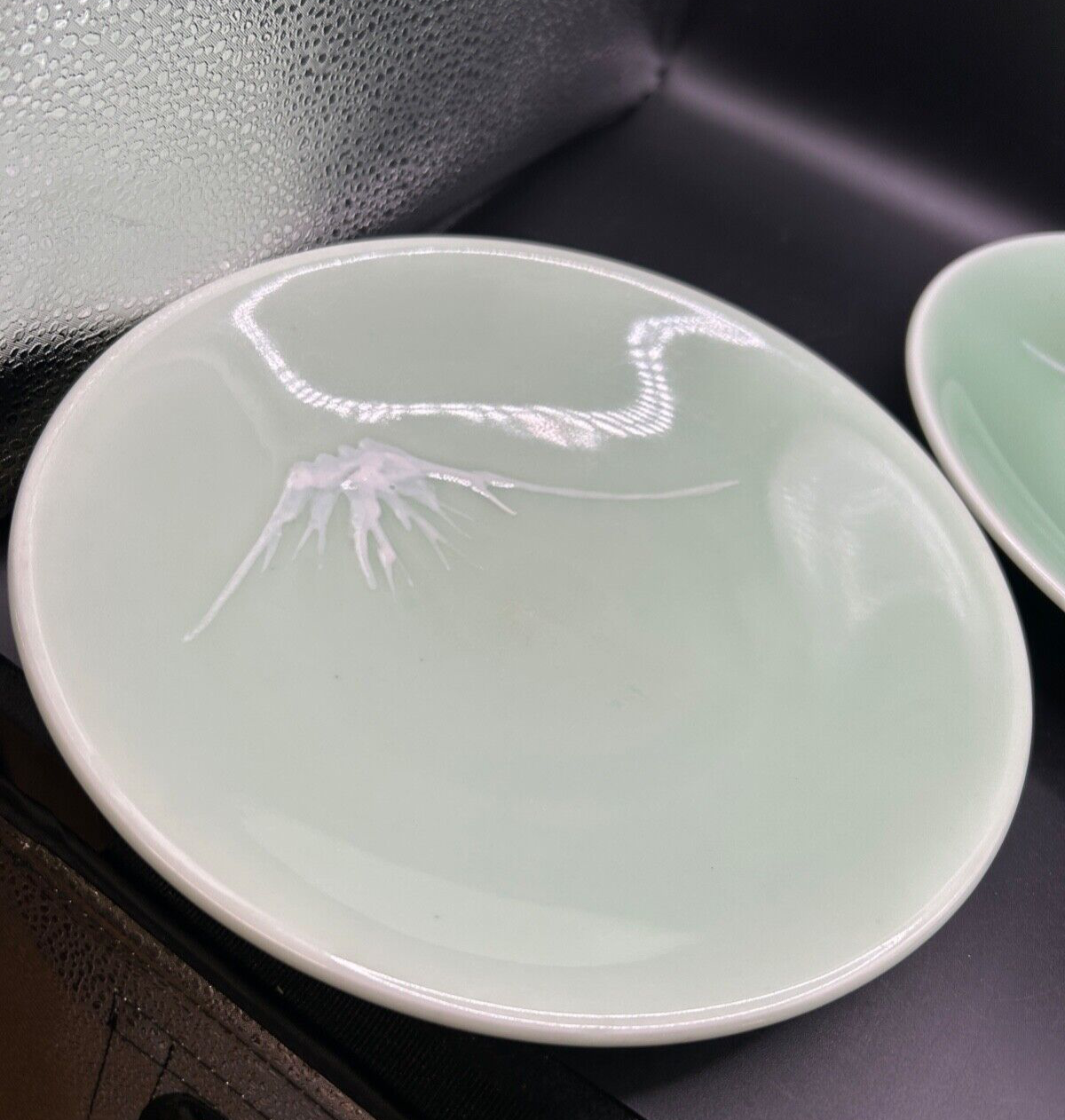 2 Antique RARE Chinese Great Ming Hsuante Reign Seto Yaki Mt Fuji Caledon Plate