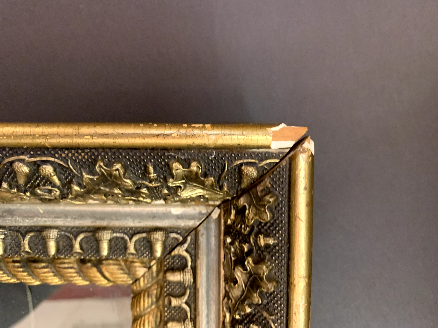 Antique Oak Wood  Oak Leaf Acorn Design 27 X 23 Civil War Era Frame