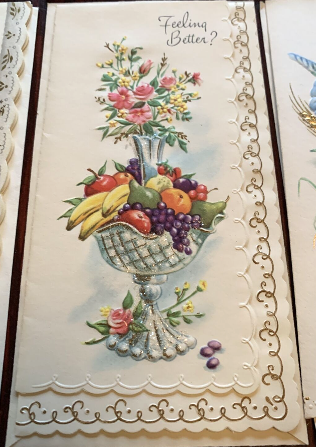 Lot of 20 Vintage Glitter and Golt-Trimmed Greeting Cards