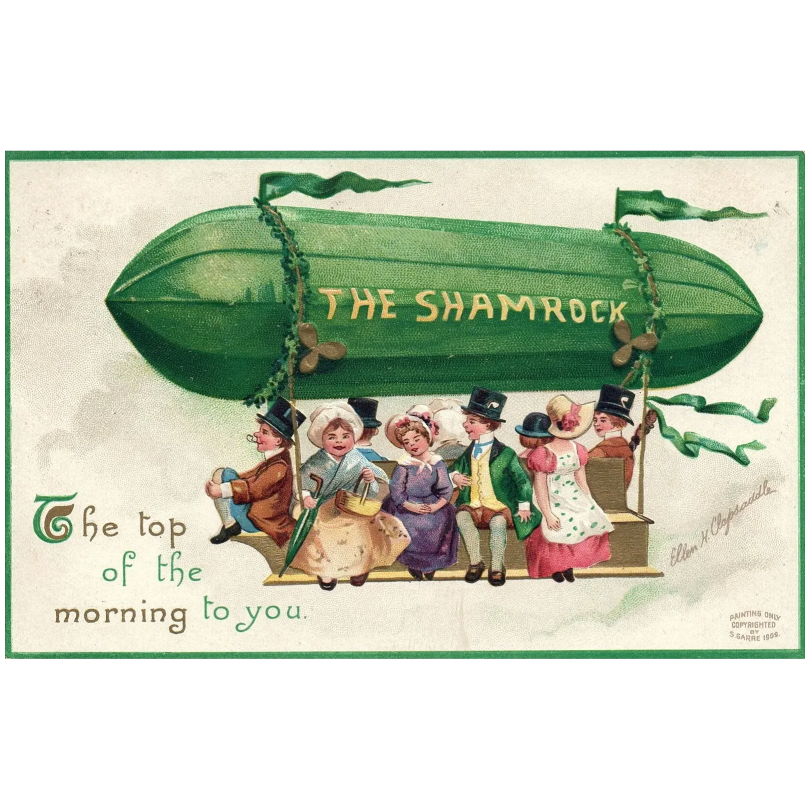 Clapsaddle "The Shamrock" Top of the Morning to You Vintage St. Pat Postcard