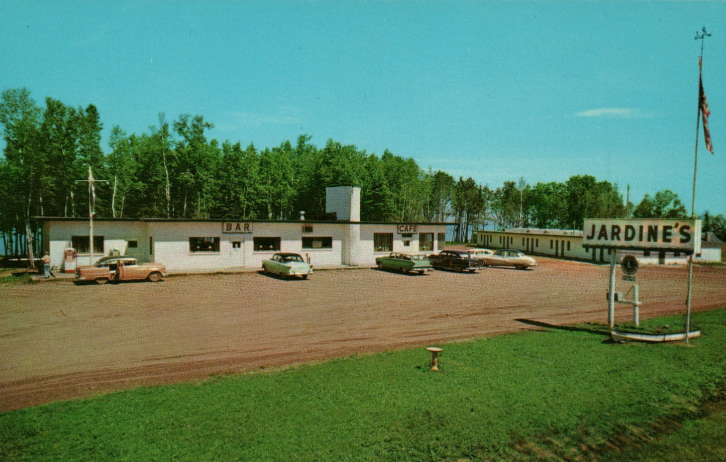 Jardine's Motel Bar & Cafe Shore Lake Superior Port Wing Wisconsin WI Postcard