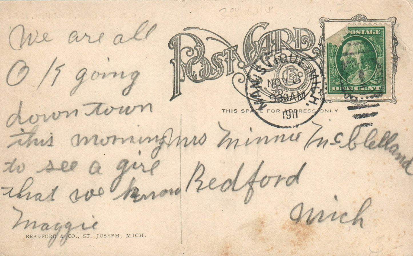 BPOE Elks Club House Manistique Michigan Mich MI Postcard