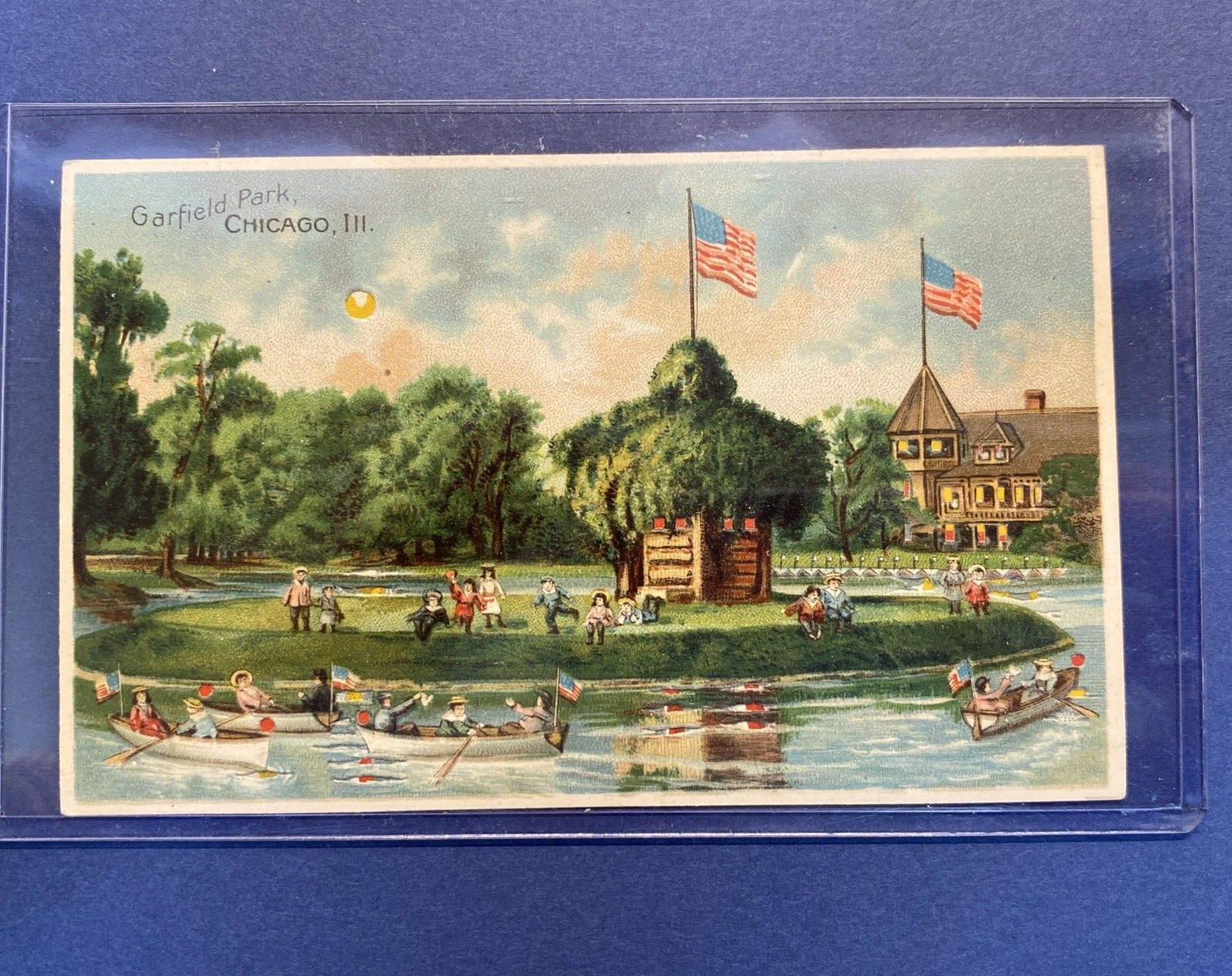 HTL Hold to the Light Garfield Park Chicago Illinois IL Boating Vintage Postcard