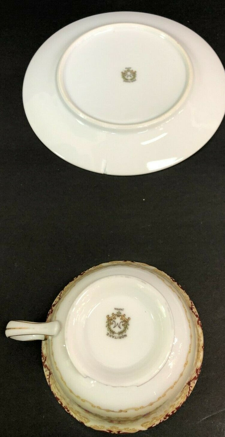 NORITAKE china Red & Tan pattern One Serving set of 5
