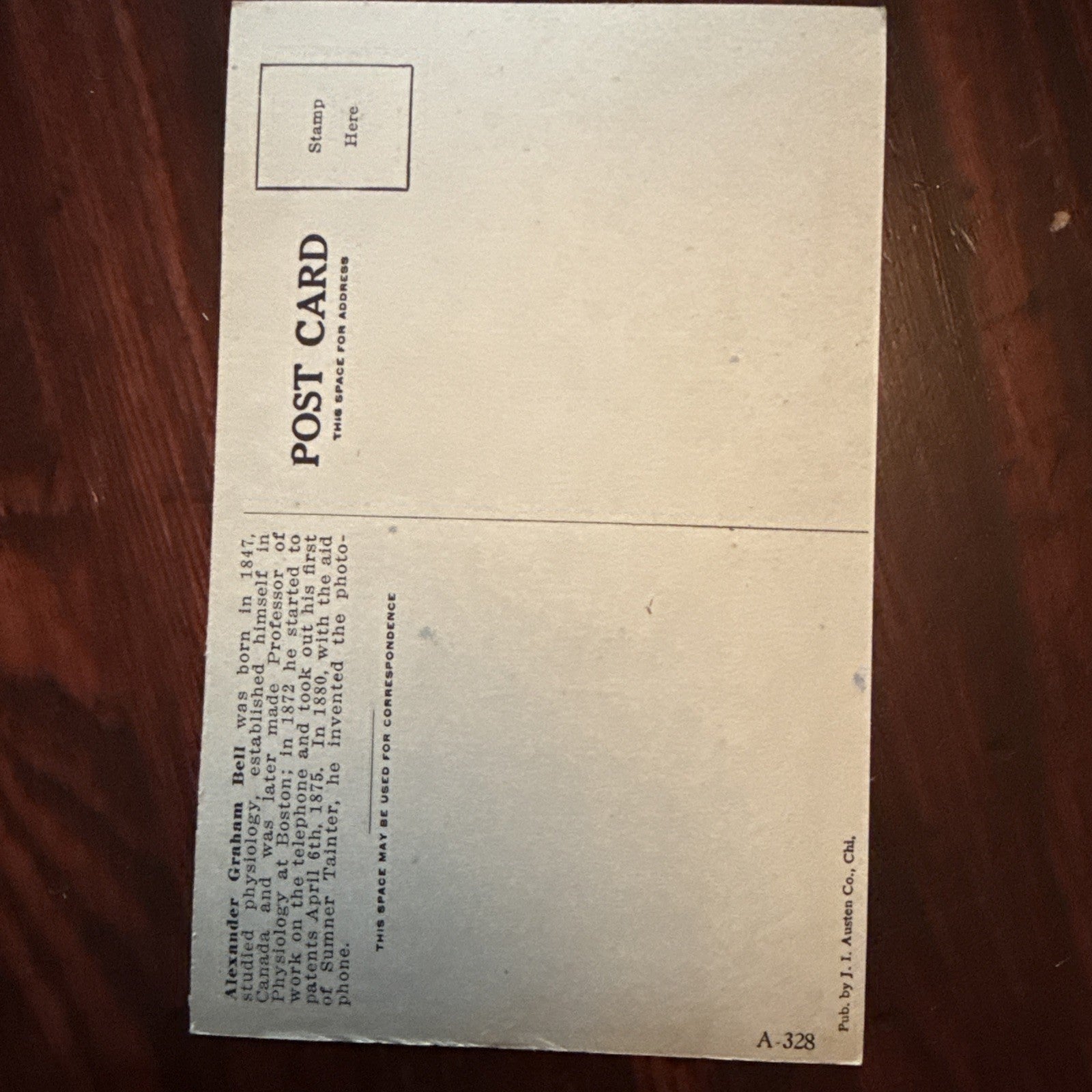 Alexander Graham Bell by J I Austen Postcard Anvil Ship Plane Train *Scarce