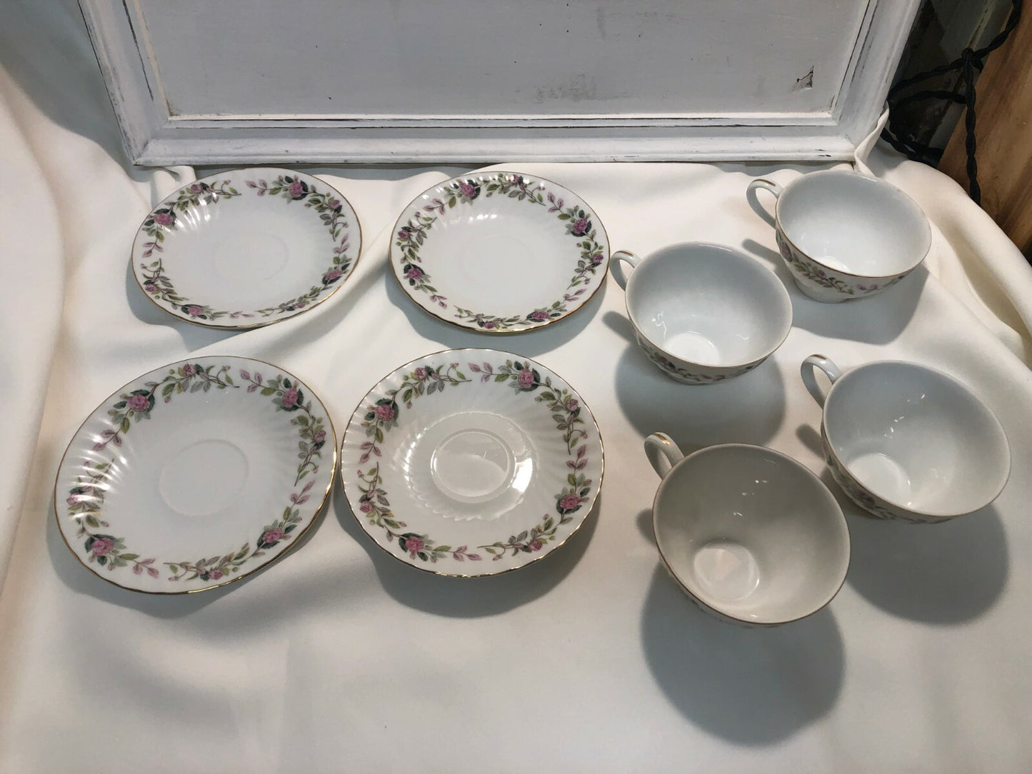 REGENCY ROSE CREATIVE FINE CHINA CUPS & SAUCERS ~ 2345 ~ 8PC TEA
