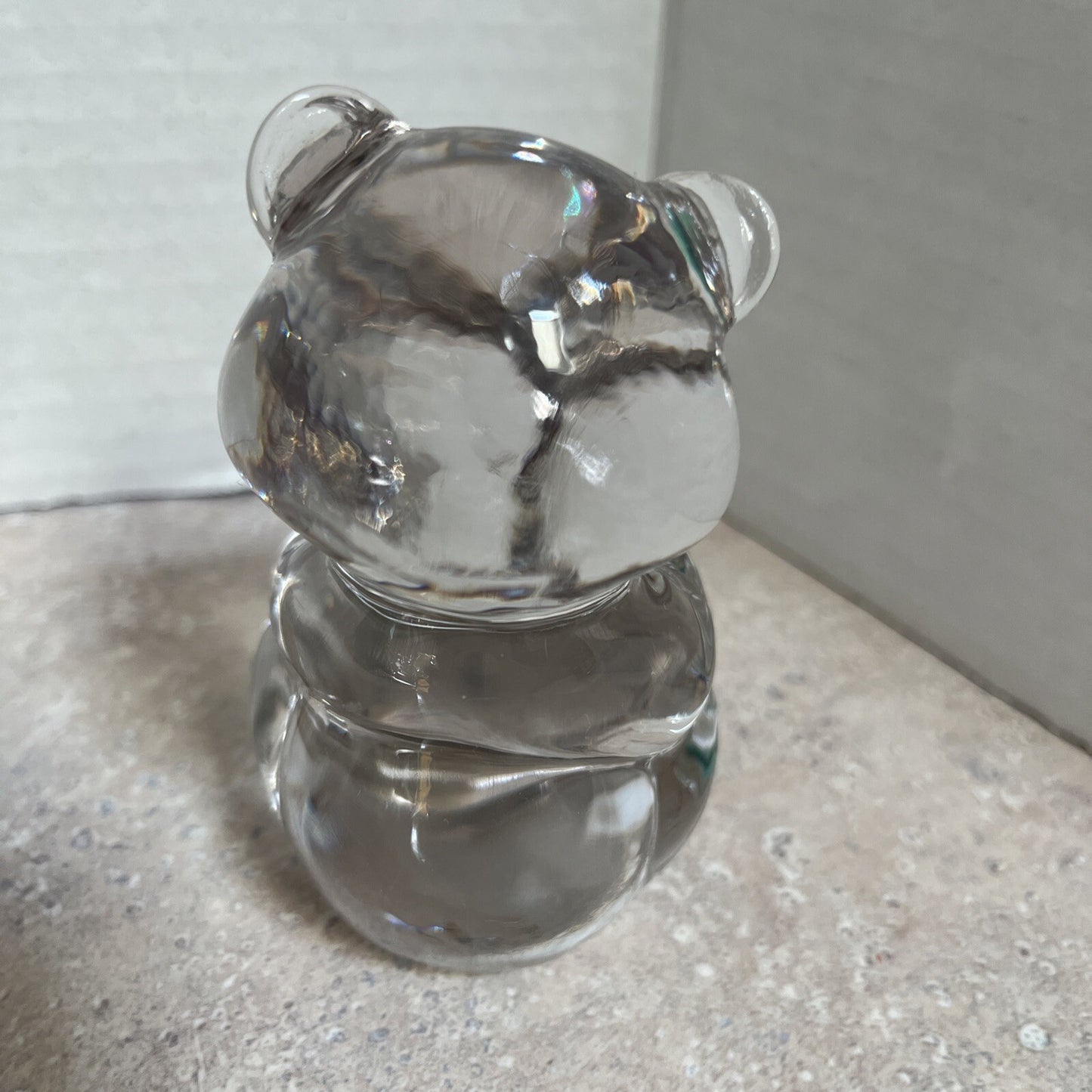 FENTON November Birthstone Bear Clear Glass Birthday Bear with Gold Color Heart