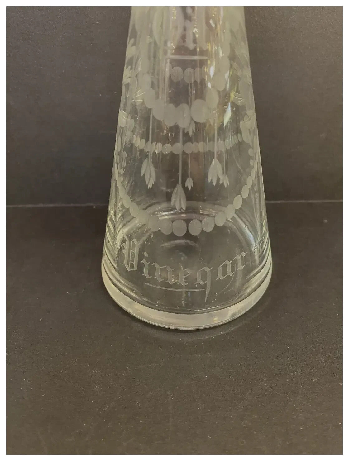 Sterling Silver Stopper 1920 Hawkes Cut Glass Engraved Oil Vinegar Bottle Cruet