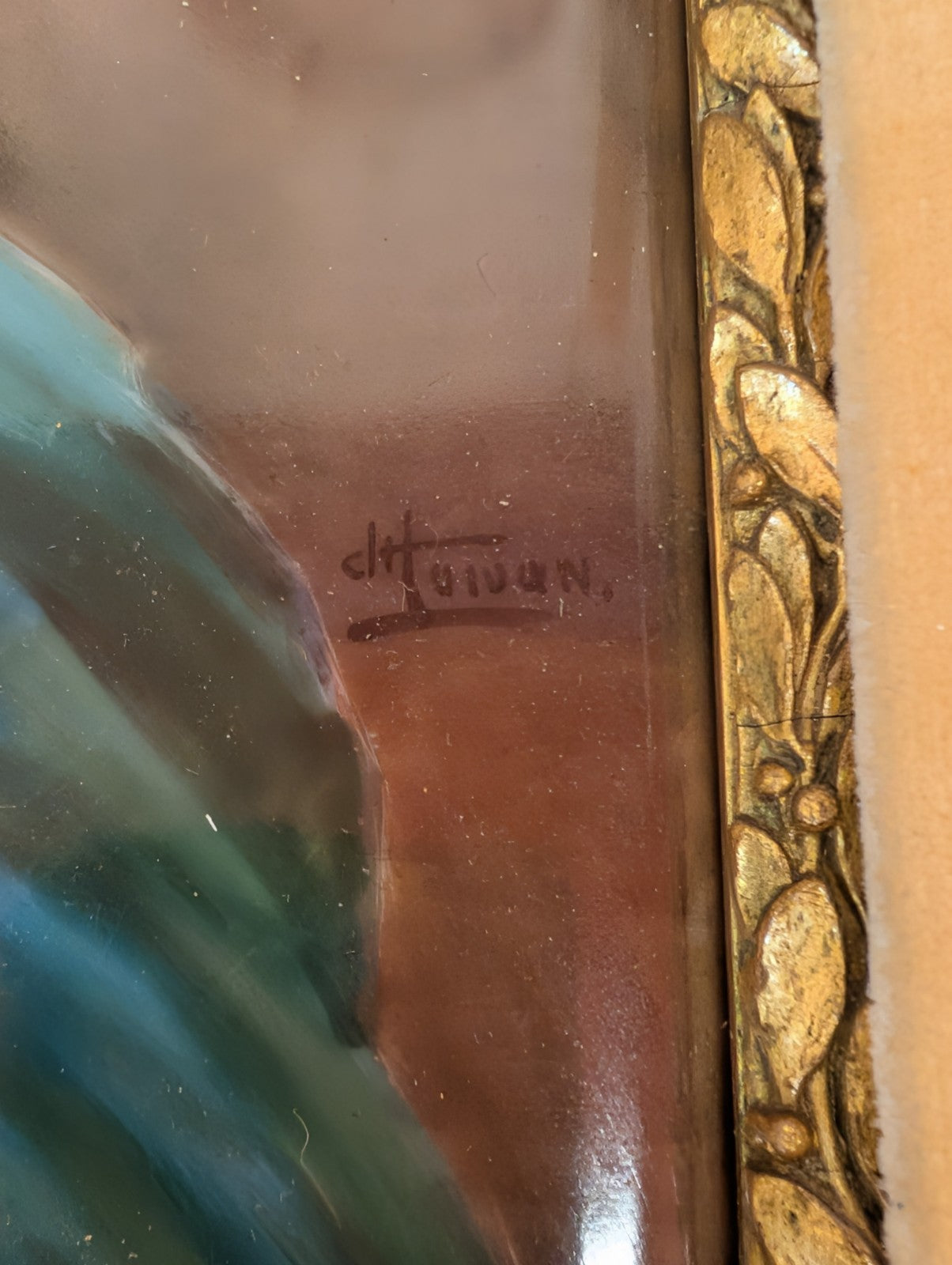 Hand Painted German Porcelain Plaque, Contemplation After Piot Gold Frame KPM ?