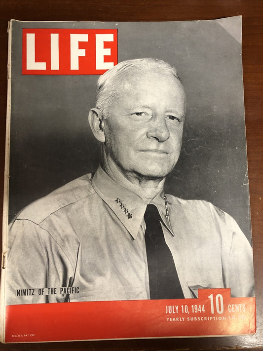 Vintage LIFE Magazine July 10, 1944 WWII Nimitz of Pacific GREAT ADS