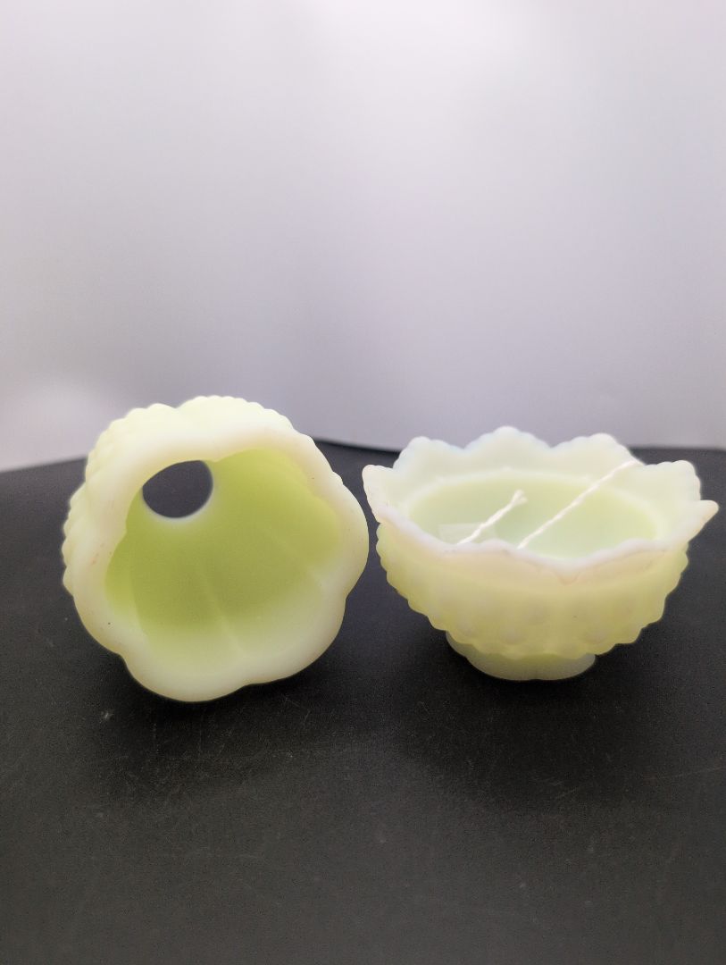 Fenton Hobnail Custard Uranium Glass Fairy Lamp