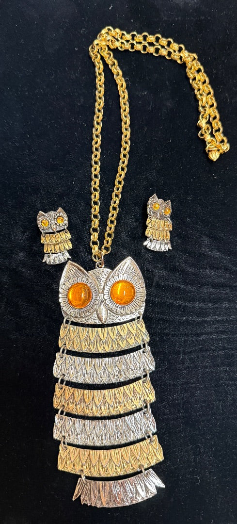 Parklane Owl Set Clip Earring Necklace