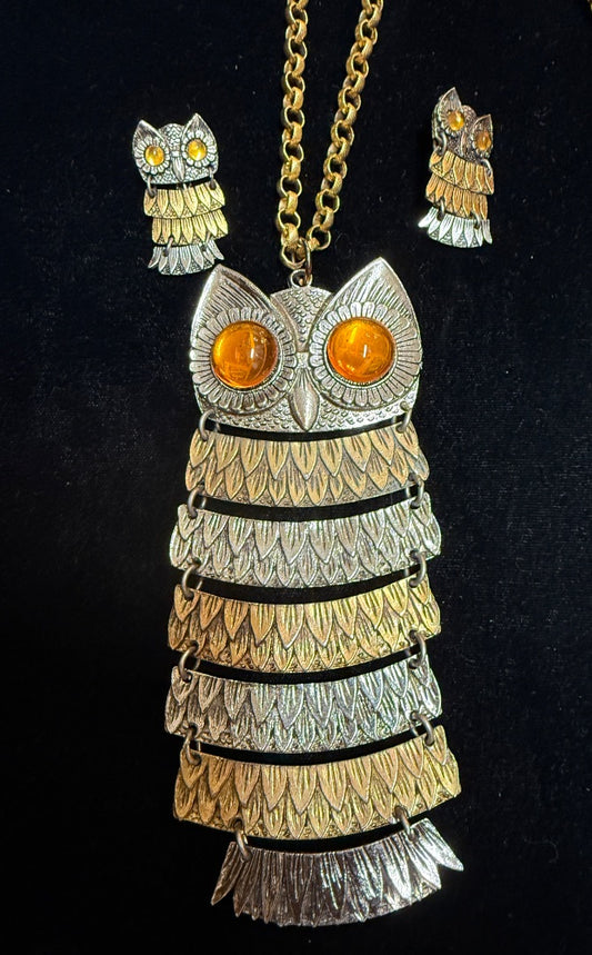 Parklane Owl Set Clip Earring Necklace
