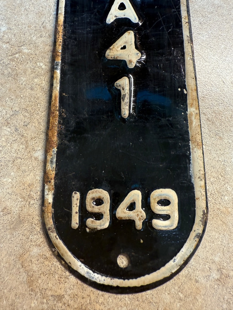 RARE 1949 Antique Vintage Bicycle Bike License Plate Grandville Michigan MI A39