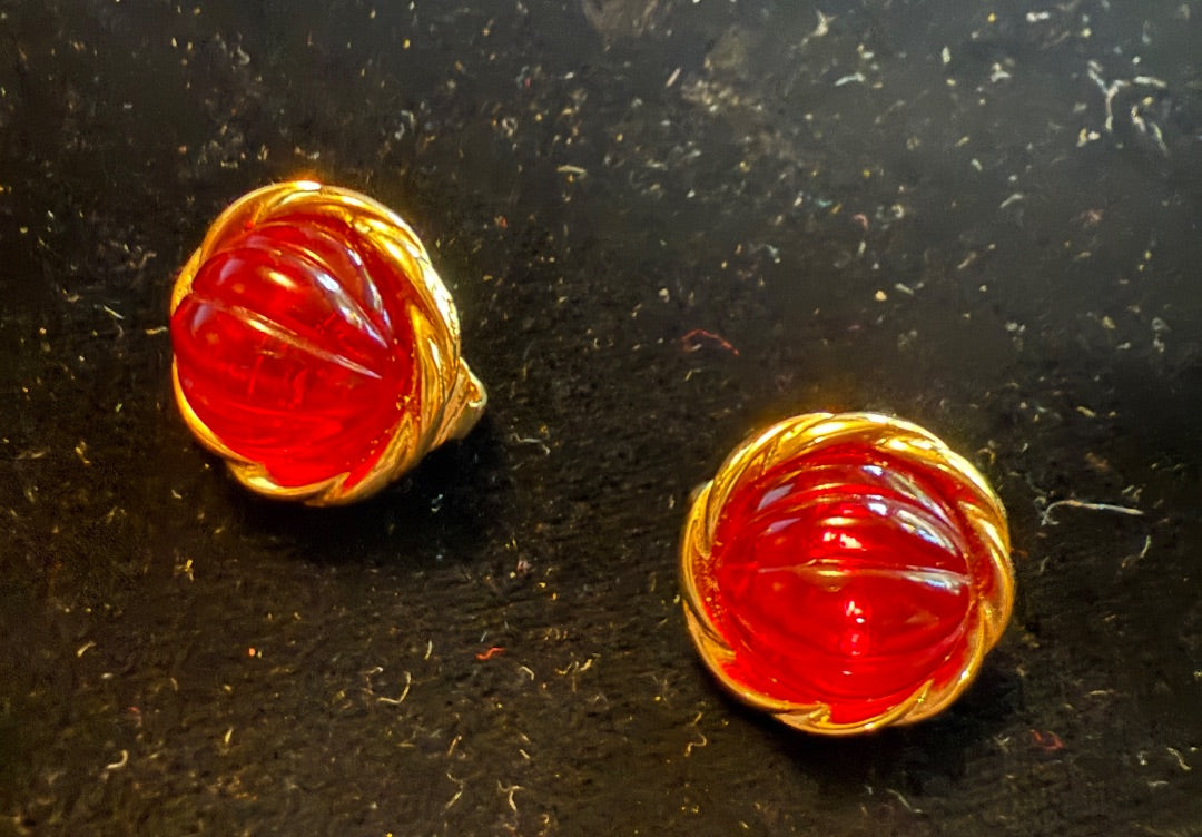 AVON Red Gold Clip Earrings