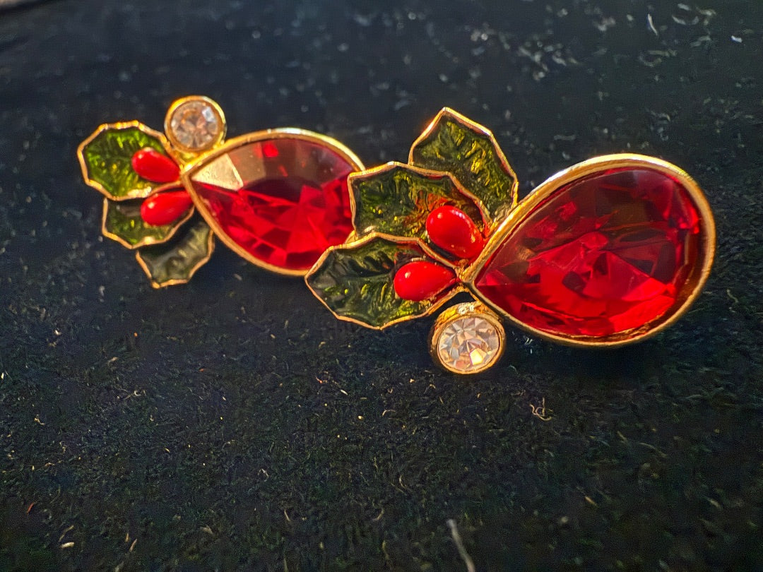 AVON Red Holly Clip Earrings