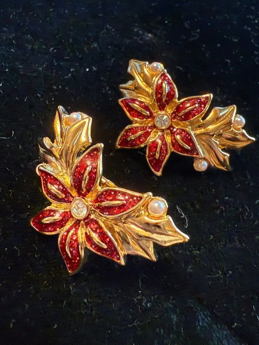 AVON Gold Red Poinsettia