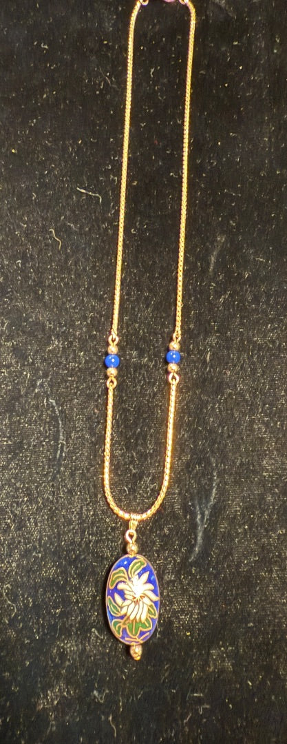 Blue Cloisonne Enamel Necklace