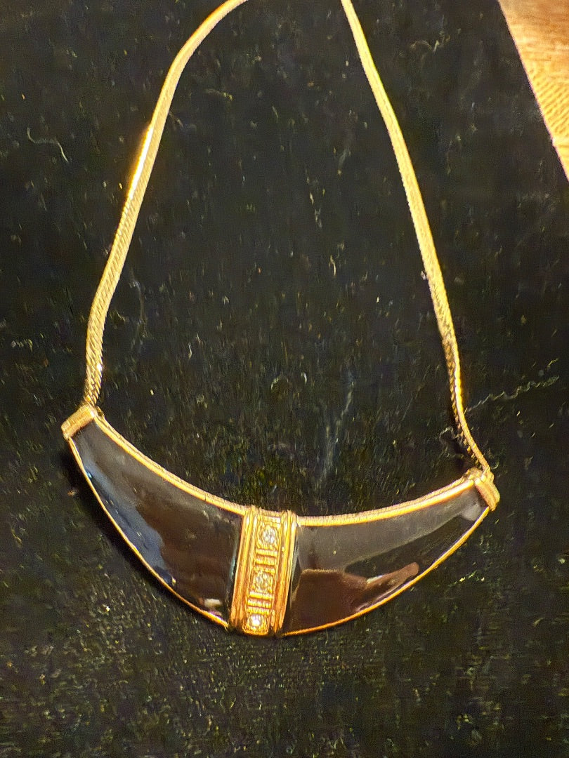 1980's Onyx  gold Toned Avon Necklace