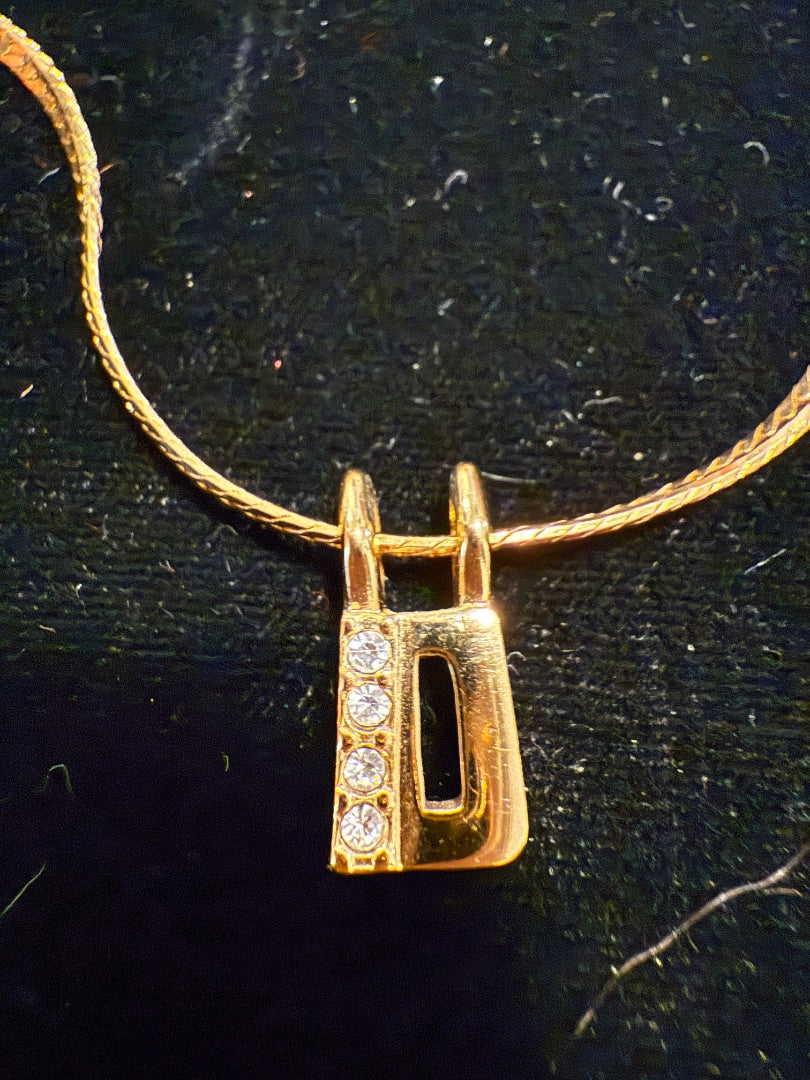 18” Gold Tone D initial monogram necklace