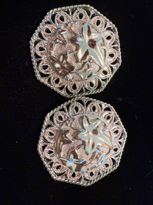 Jose Maria Barrera Avon Silver Clip Earrings