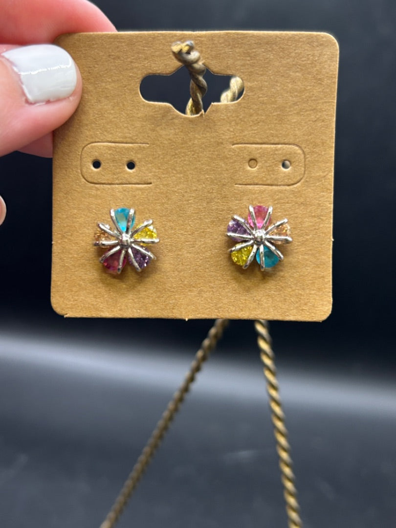 925 Rainbow Flower Earrings