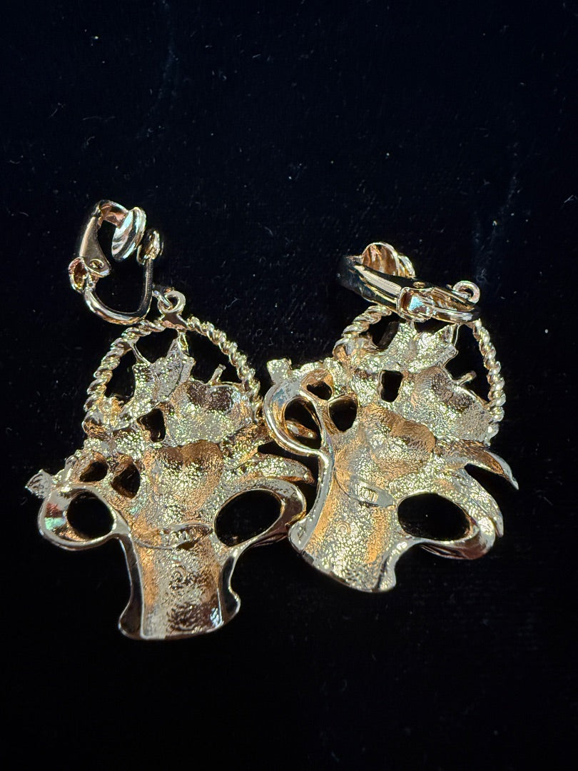 Basket of Apples Enamel Avon Clip Earrings