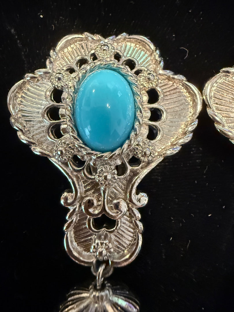 Large Jose Barrera Avon Clip Earrings Blue
