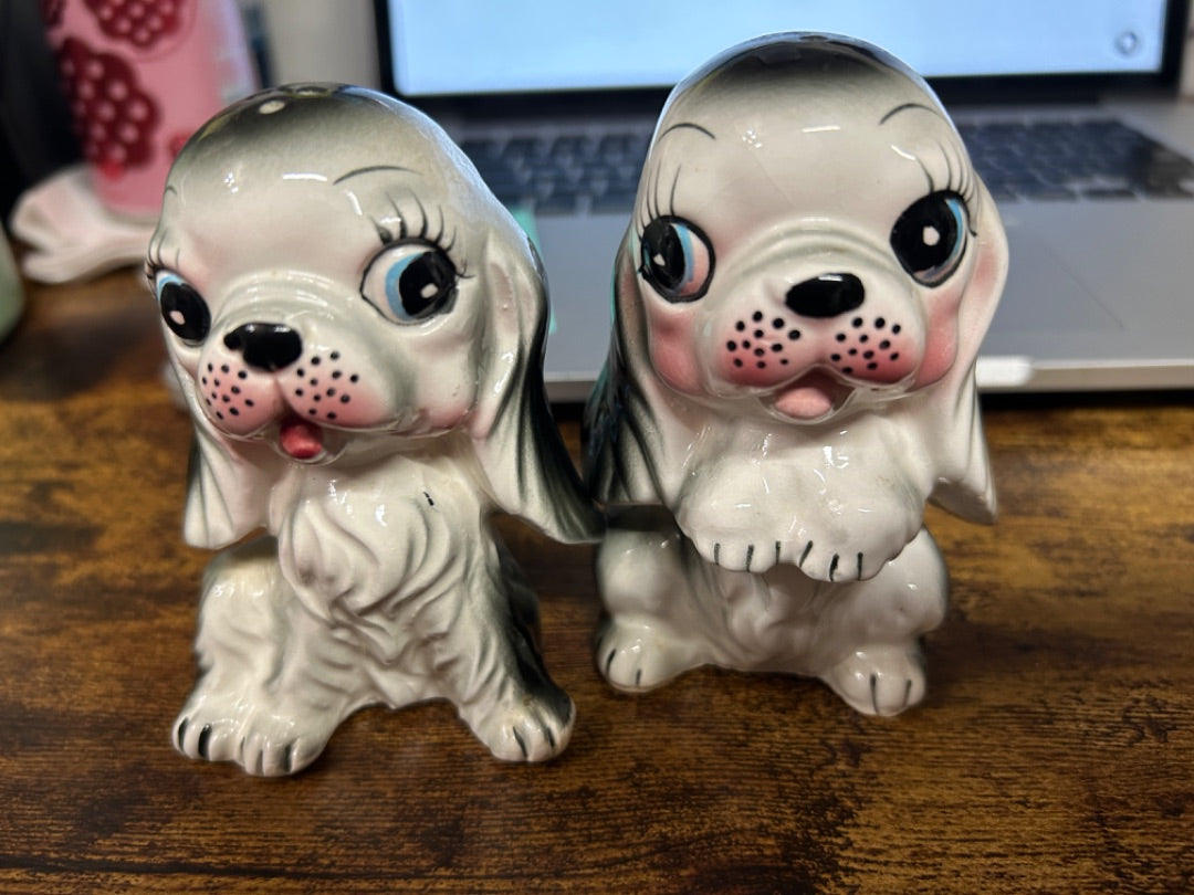 Black & White Spaniel Dog Salt and Pepper