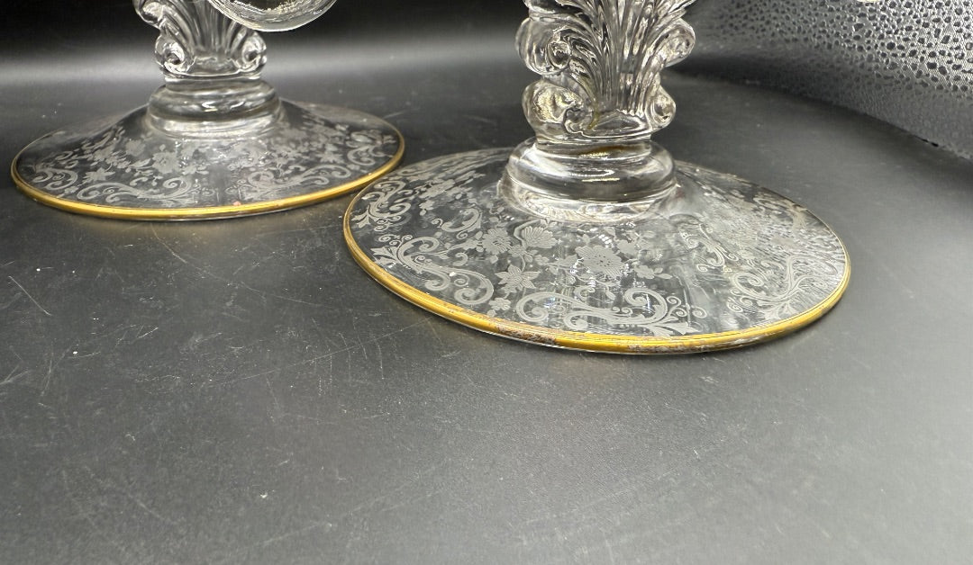 Etched Candle holders with gold