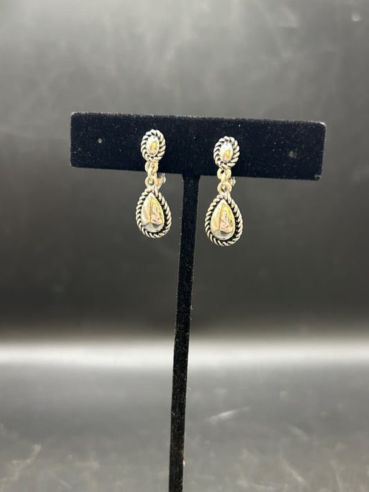 Silver Teardrop Clip Earrings