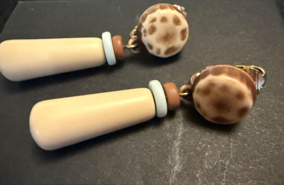 80’s Tribal Animal Print Clip Earrings